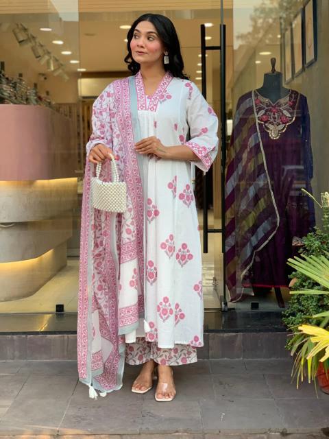 Jaipuri 3pcs wholesale rate designer kurti